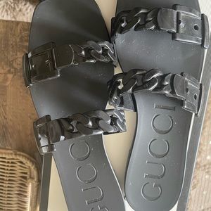 Gucci Rubber Sandals Black Size 38